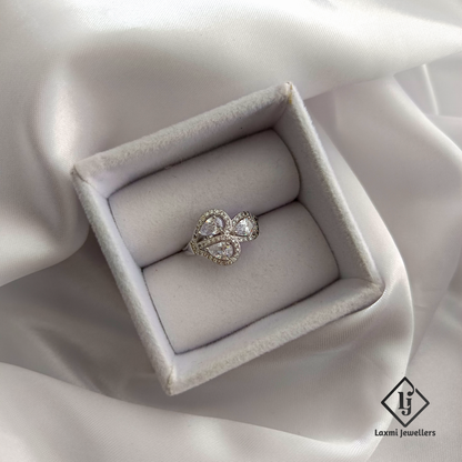 925 Sterling Silver Double Teardrop CZ Ring for Women – Stylish Adjustable Cocktail Ring | Laxmi Jewellers